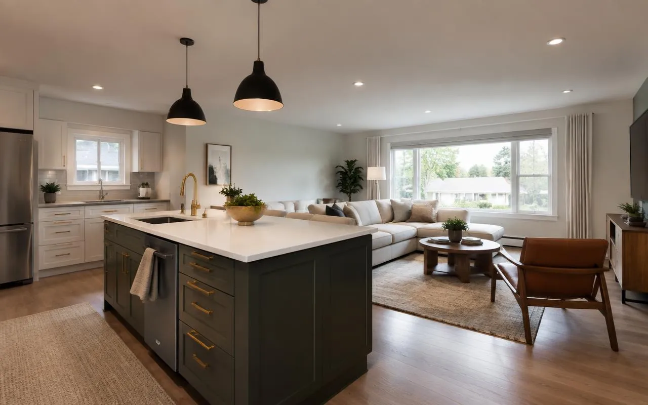 Renovated mid-century bungalow interior in Alta Vista