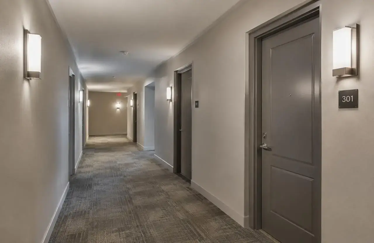 Residential building corridor illustration for condo common area renovations in Ottawa