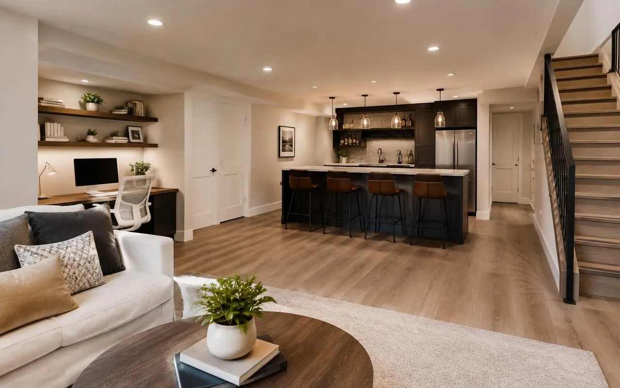 Finished basement in a newer Riverside South home